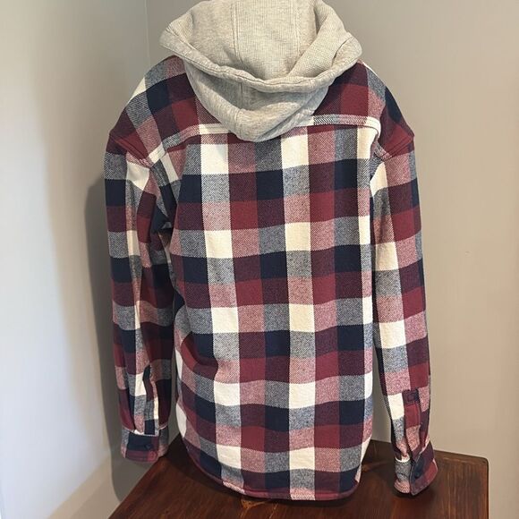 American Eagle Flannel Hooded Button Down Size S - Picture 5 of 12